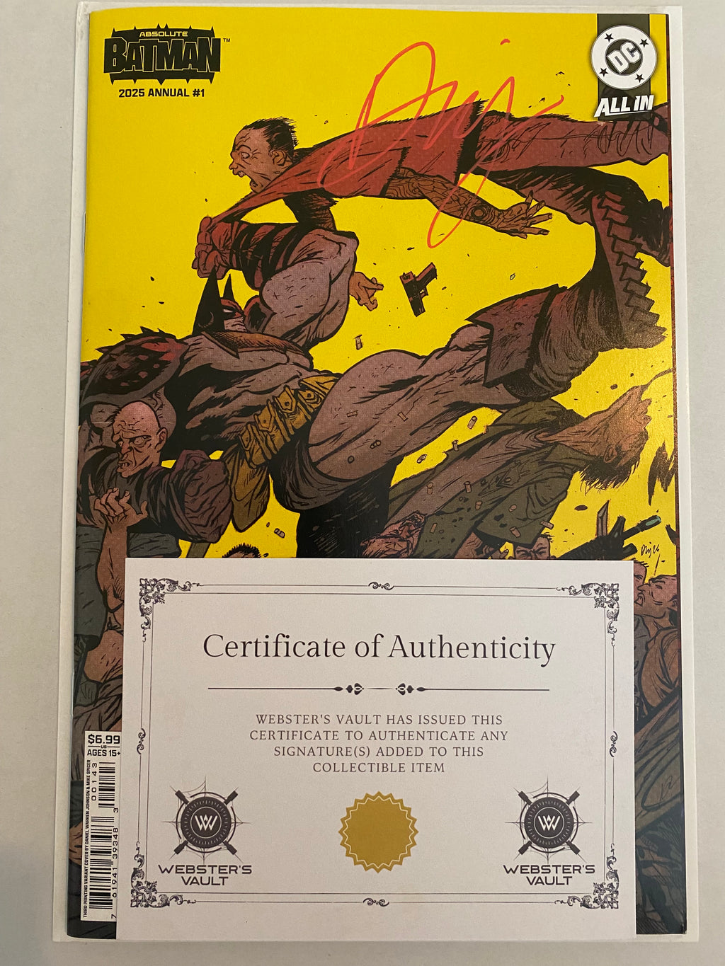 ABSOLUTE BATMAN 2025 ANNUAL #1 - DANIEL WARREN JOHNSON 3rd PRINTING SIGNED W COA